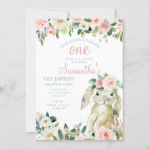 Bunny Rabbit Spring Floral Girl 1st Birthday Party