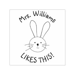 Bunny Rabbit Teacher Praise Custom Self-inking Stamp