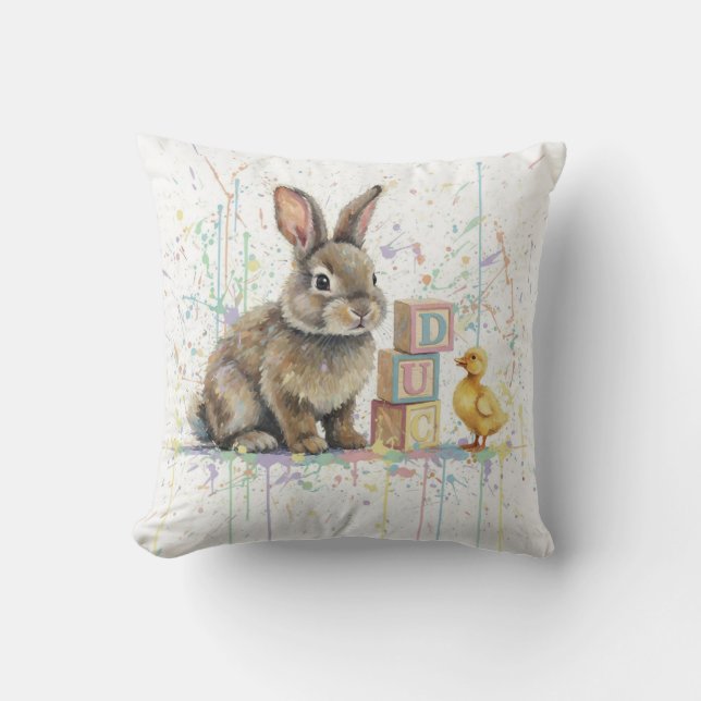 Bunny Rabbit Throw Cushion (Front)