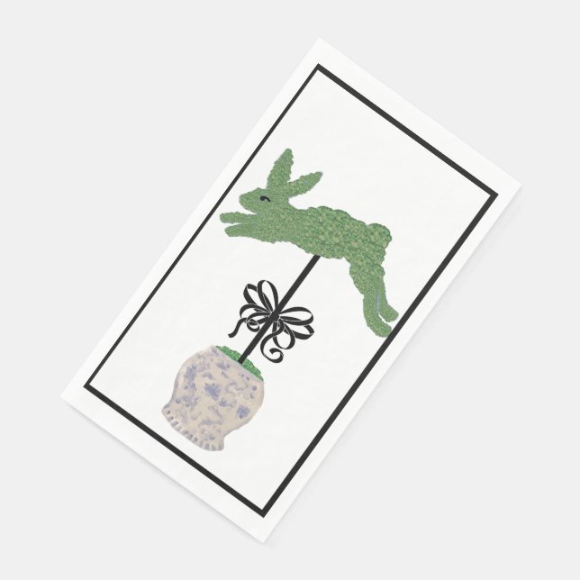 Bunny Rabbit Topiary Ginger Jar art print  Napkin (Corner)