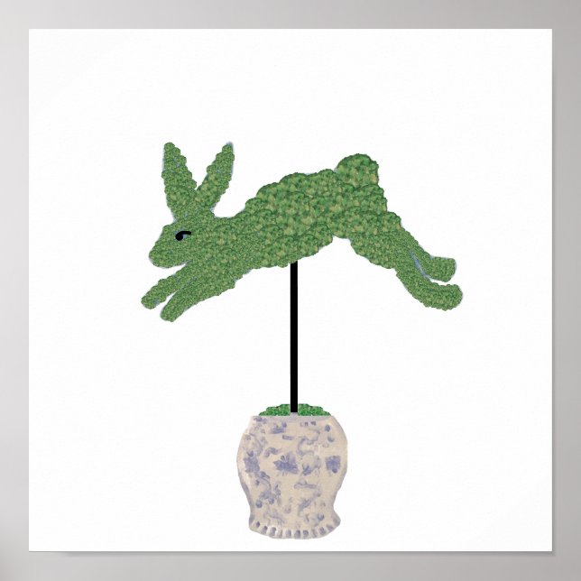 Bunny Rabbit Topiary Ginger Jar art print Poster (Front)