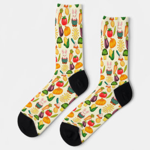 Bunny Rabbit Vegetable Farmer Socks