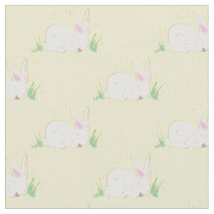Bunny Rabbit Watercolor Baby Room Decor Fabric