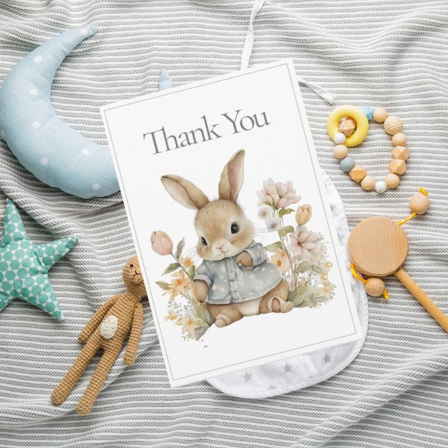 Bunny Rabbit Watercolor Baby Thank You Card (Creator Uploaded)