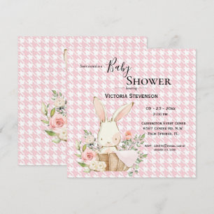 Bunny Rabbit Watercolor Houndstooth  Baby Shower 