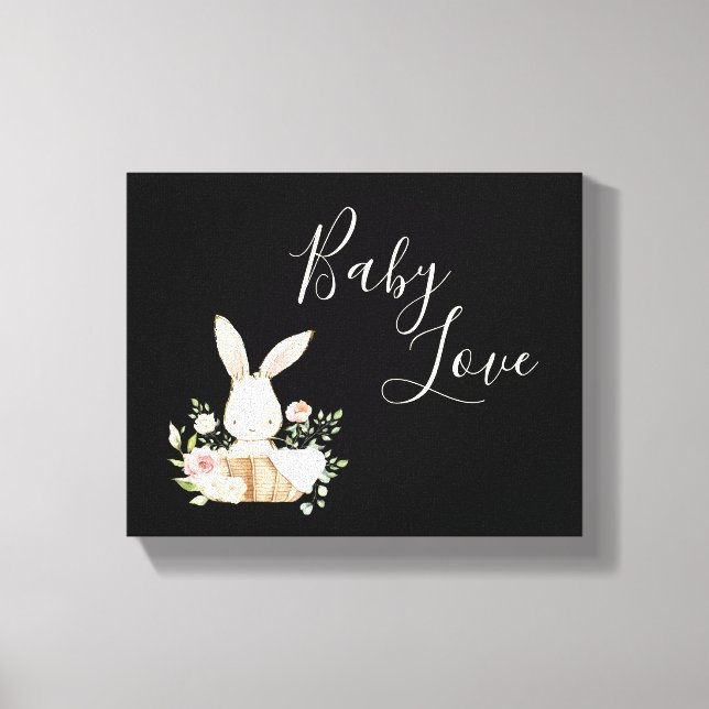 Bunny Rabbit Watercolor Nursery Canvas Print (Front)