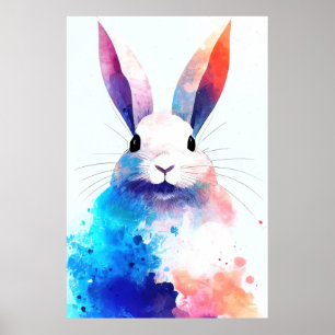 Bunny Rabbit Wild Nature Animal Colors Painting Poster