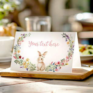 Bunny Rabbit Wildflower Birthday Party Food Tent Place Card