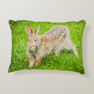 Bunny Rabbit Wildlife Green Nature Accent Pillow