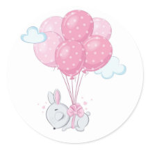 Bunny Rabbit with Pink Balloons