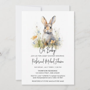 Bunny Rabbit Woodland Baby Shower Invitation