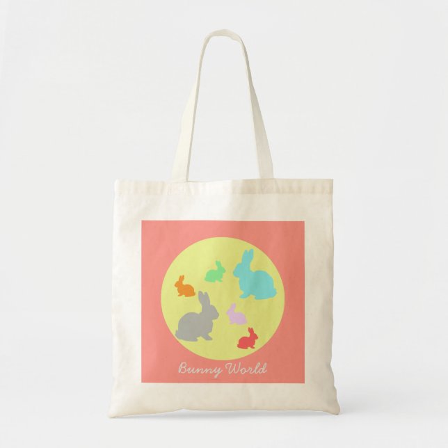 Bunny / Rabbit World Funky Tote Bag (Front)