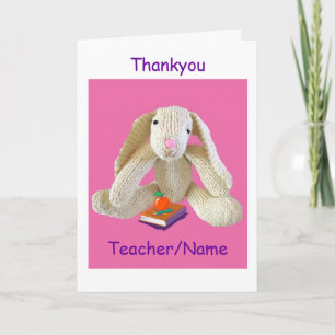 Bunny RabbiTeacher Thankyou Card from son daughter
