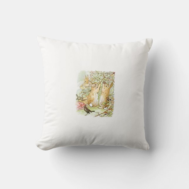Bunny Rabbits: Blackberry Picking (Beatrix Potter) Cushion (Front)