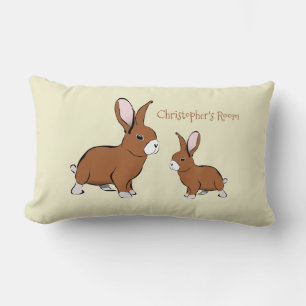 Bunny Rabbits Cute Animals Pets Optional Name Kids Lumbar Cushion