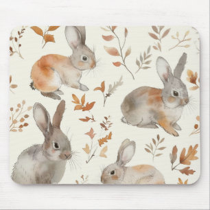 Bunny Rabbits Leaves Mouse Mat
