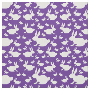 Bunny Rabbits Purple White Fabric