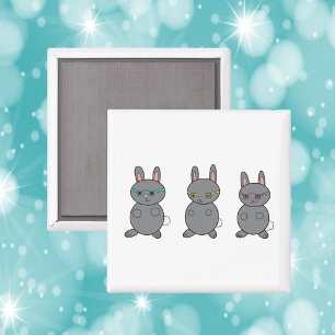 Bunny Rabbits Wearing Glasses Magnet