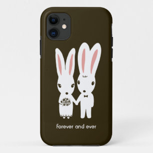 Bunny Rabbits Wedding Couple with Text Case-Mate iPhone Case