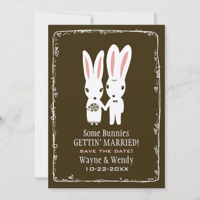 Bunny Rabbits Wedding Save the Date Announcement (Front)