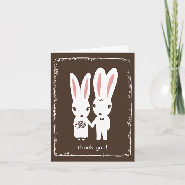 Bunny Rabbits Wedding Thank You Card (Front)