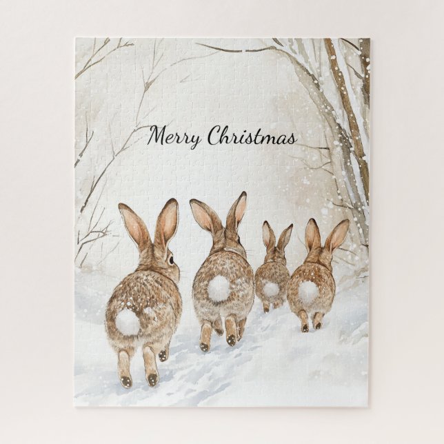 Bunny Rabbits Woods Christmas Jigsaw Puzzle (Vertical)