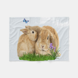 Bunny rabbitt fleece blanket