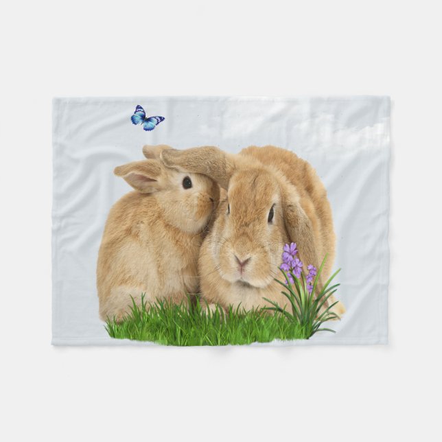 Bunny rabbitt fleece blanket (Front (Horizontal))