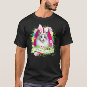 Bunny Ragdoll Cat Happy Easter Day Egg Hunt Lovel T-Shirt