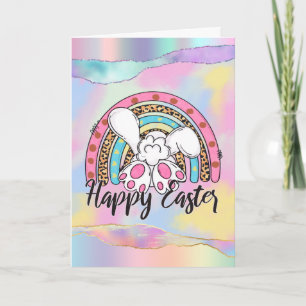 Bunny Rainbow with glitter Happy Easter Holiday Card
