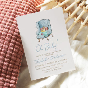 Bunny Reading A Book Storybook Baby Shower Invitation
