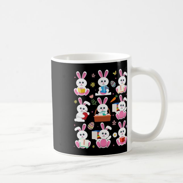 Bunny Reading Book Easter Rabbit Bookworm Reader B Coffee Mug (Right)
