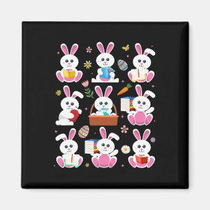 Bunny Reading Book Easter Rabbit Bookworm Reader B Magnet
