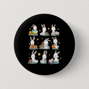 Bunny Reading Book Happy Easter Bookworm Kids Men  6 Cm Round Badge