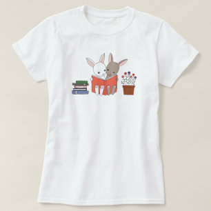 Bunny Reading Book T-shirt Cute Bunnies Book Lover