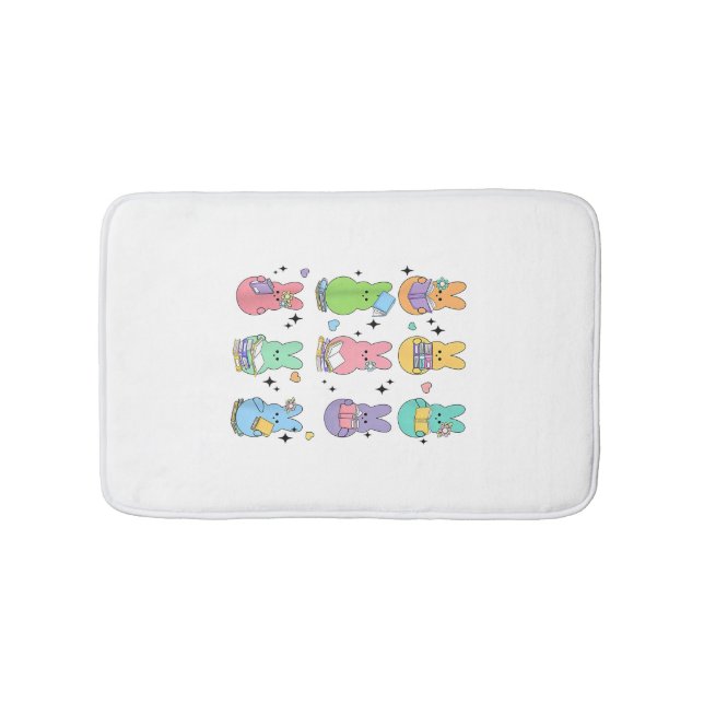 Bunny Reading Books Easter Day Librarian Teacher B Bath Mat (Front)