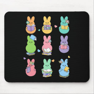 Bunny Reading Books Easter Day Librarian Teacher B Mouse Mat