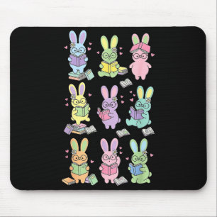 Bunny reading books easter day librarian teacher mouse mat