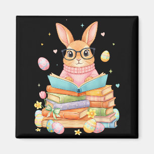Bunny Reading Rabbit Funny For Kids Girls Boy Wome Magnet