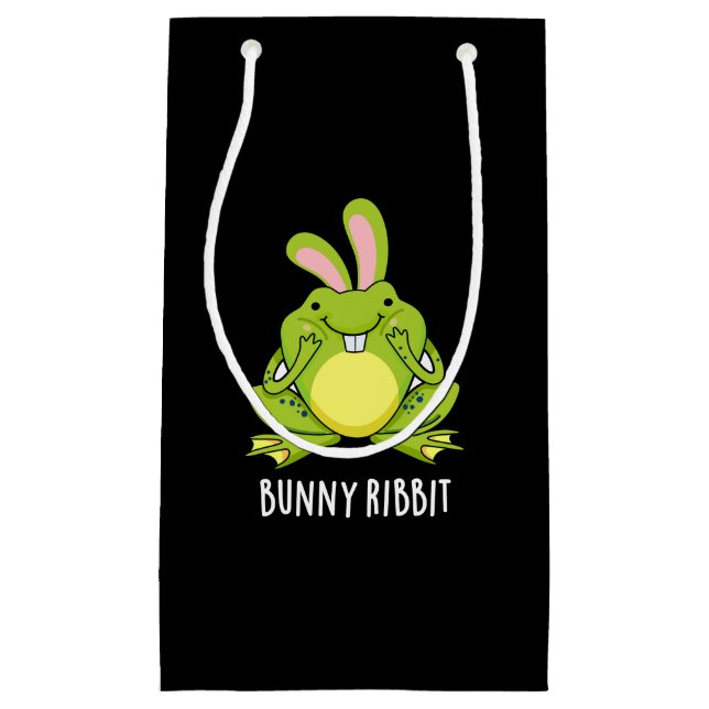 Bunny Ribbit Funny Rabbit Frog Pun Dark BG Small Gift Bag (Front)
