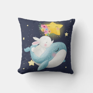 Bunny Riding A Whale Cushion