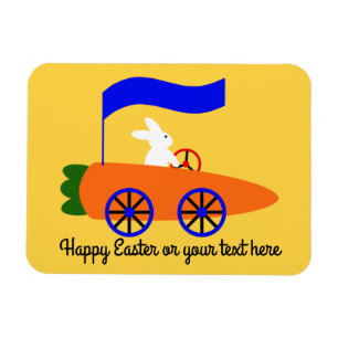 Bunny Riding Carrot Car #1 Magnet