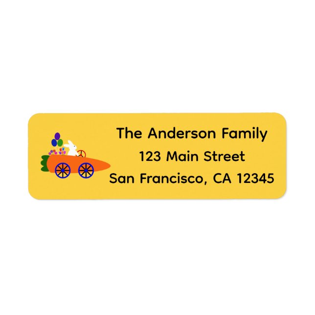Bunny Riding Carrot Car #2 Return Address Labels (Front)
