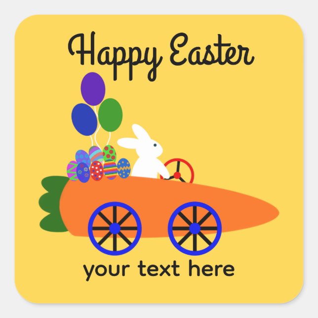 Bunny Riding Carrot Car #3-2 Stickers (Front)