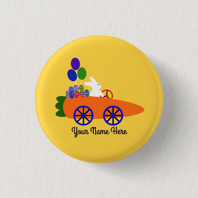 Bunny Riding Carrot Car #3 Button (Front)