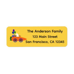 Bunny Riding Carrot Car #3 Return Address Labels