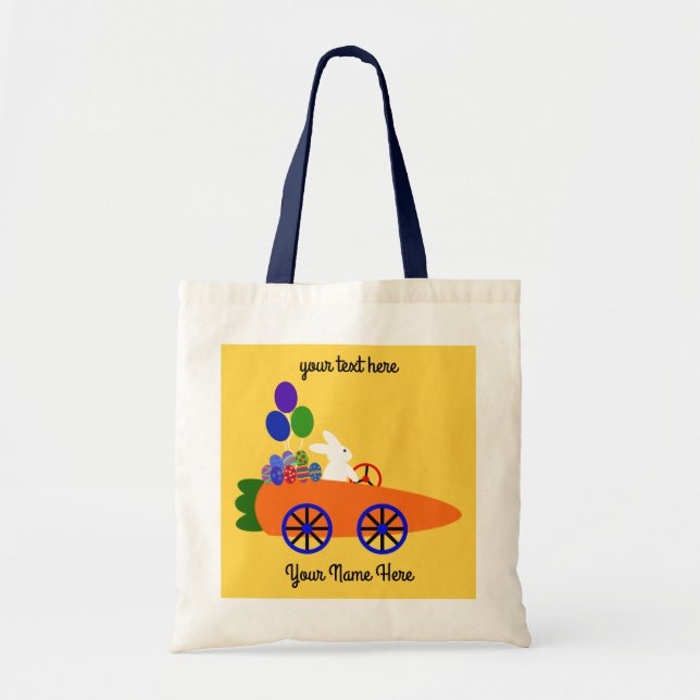 Bunny Riding Carrot Car #3 Tote Bag (Front)