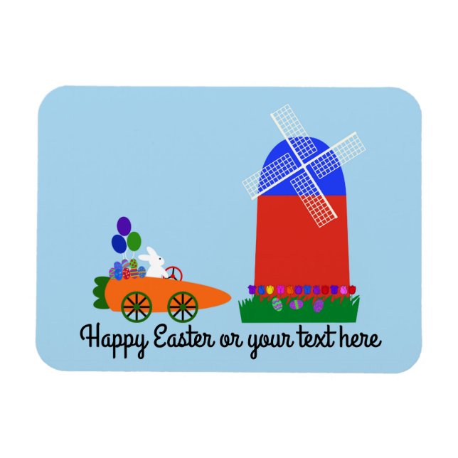 Bunny Riding Carrot Car #4 Magnet (Horizontal)