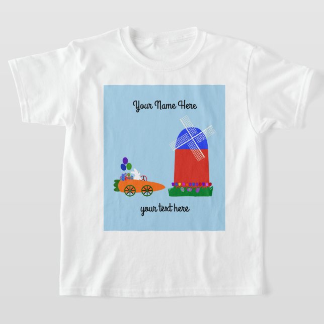 Bunny Riding Carrot Car #4 T-Shirt (Laydown)