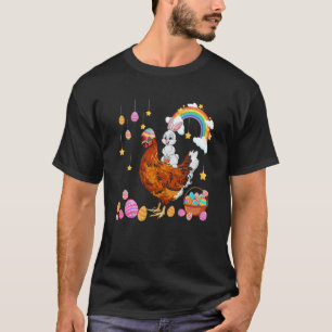 Bunny Riding Chicken Easter Day Costume Farmer Hun T-Shirt